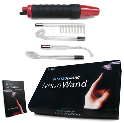 Neon Wand Electrosex Kit - Red and Black Handle Red Electrode - Time4Task2Toys