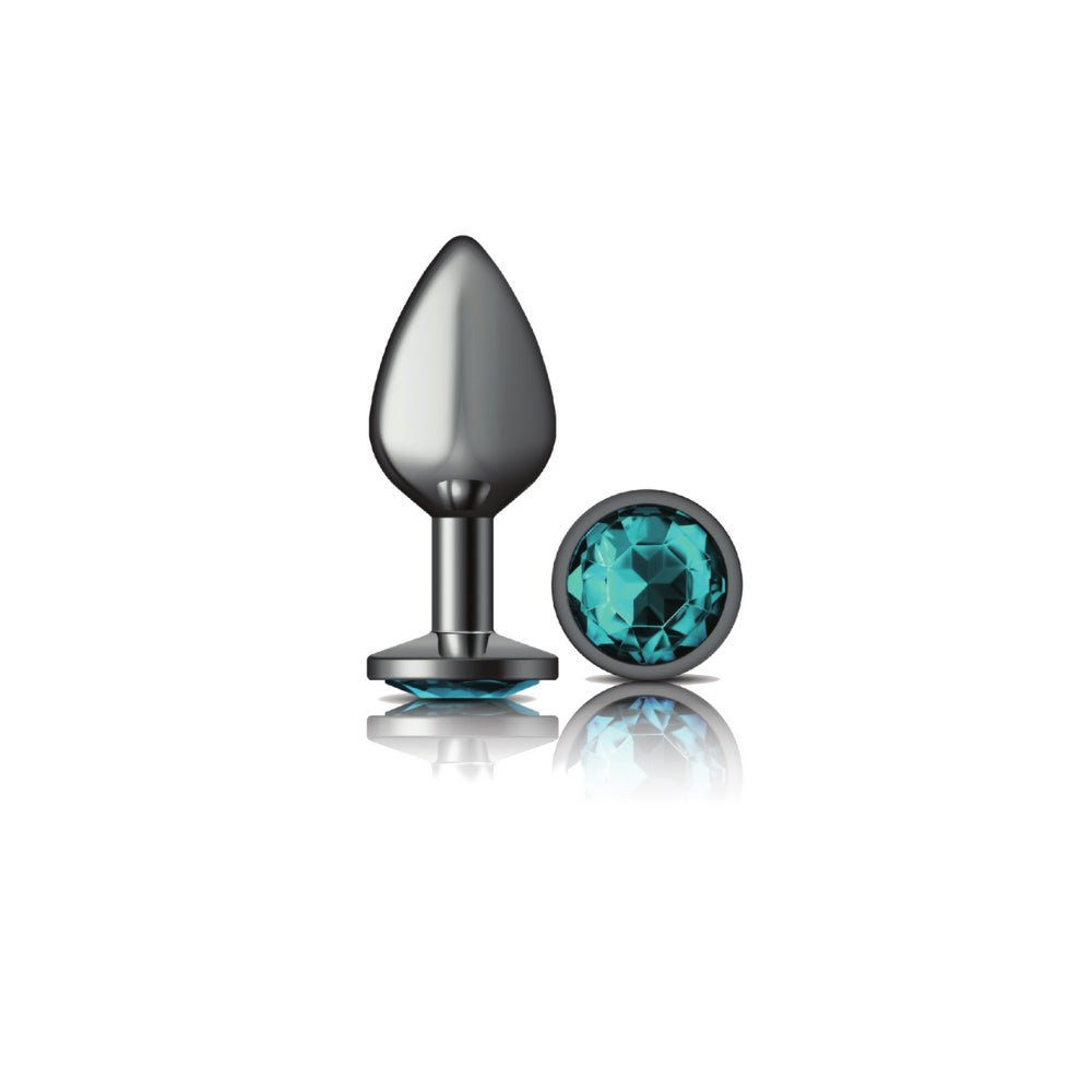 Teal Round Gem Gunmetal Metal Plug - Md - Time4Task2Toys