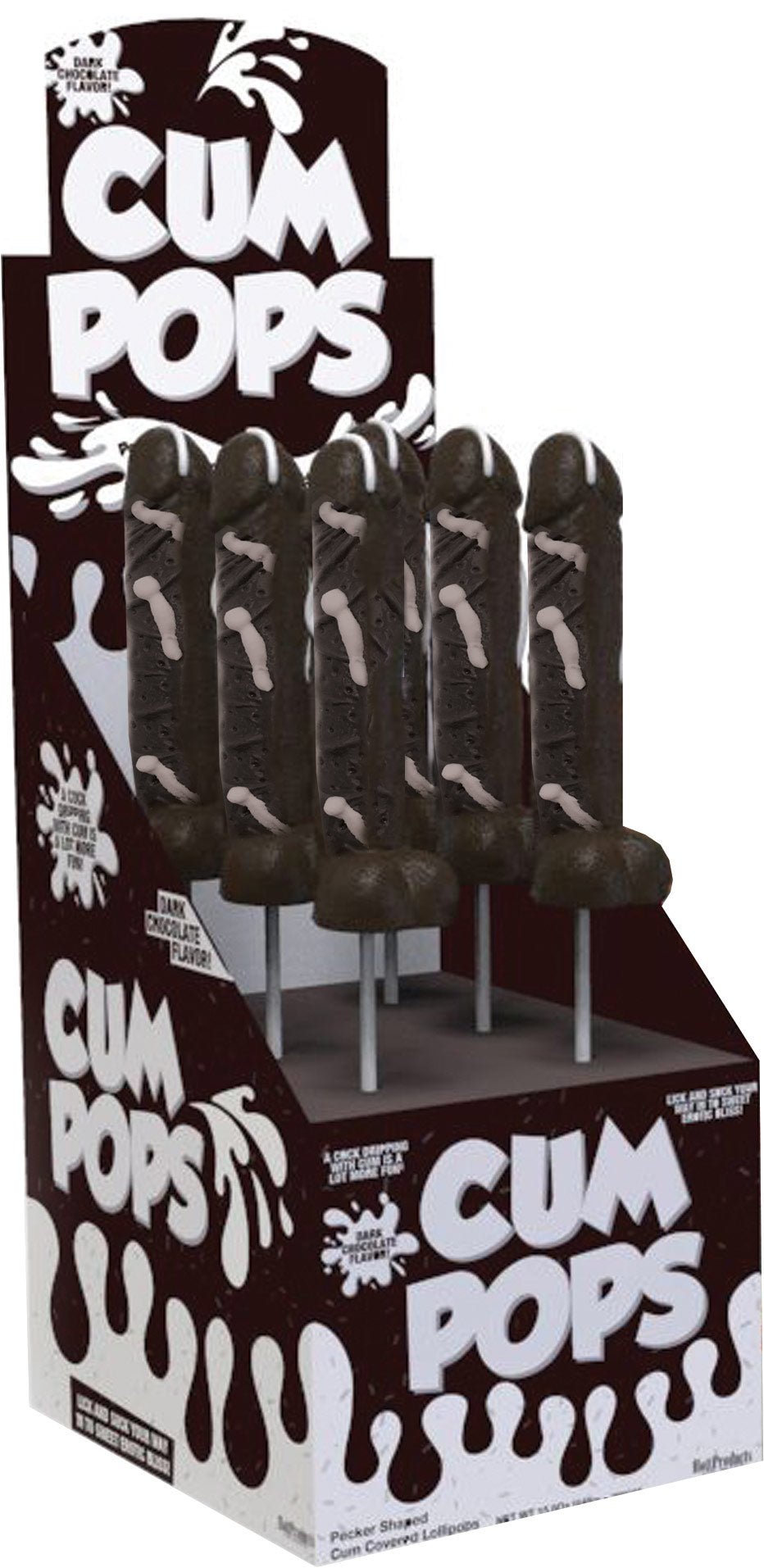 Cum Cock Pops - Dark Chocolate - 6 Piece P.O.P. Display - Time4Task2Toys