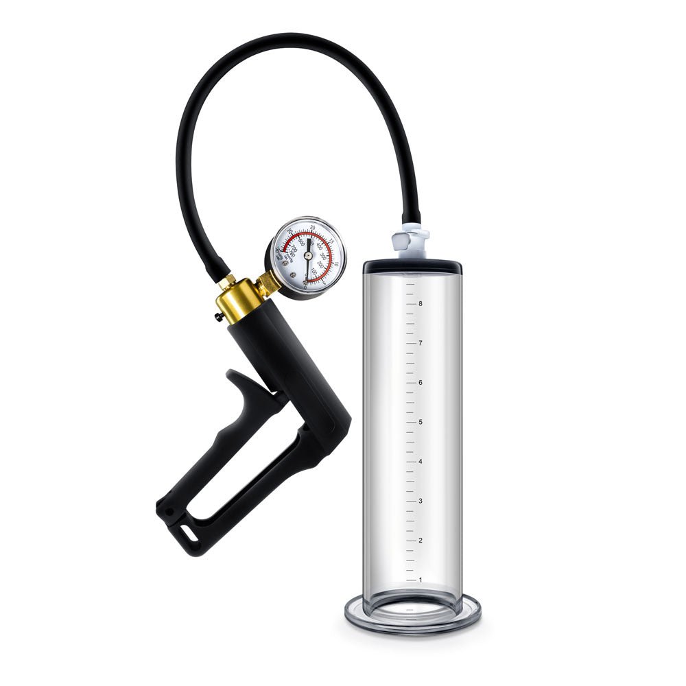 Performance - Vx7 Vacuum Penis Pump With Brass Trigger & Pressure Gauge - Clear - Time4Task2Toys