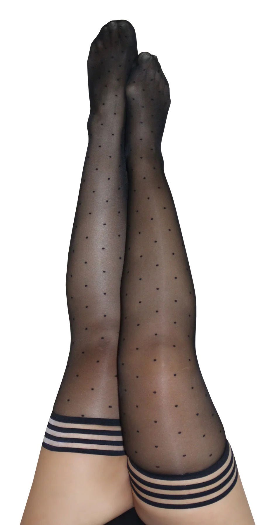 Ally - Polka Dot Thigh High - Size D - Black - Time4Task2Toys