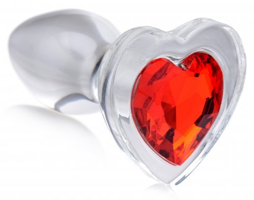 Red Heart Gem Glass Anal Plug - Small - Time4Task2Toys