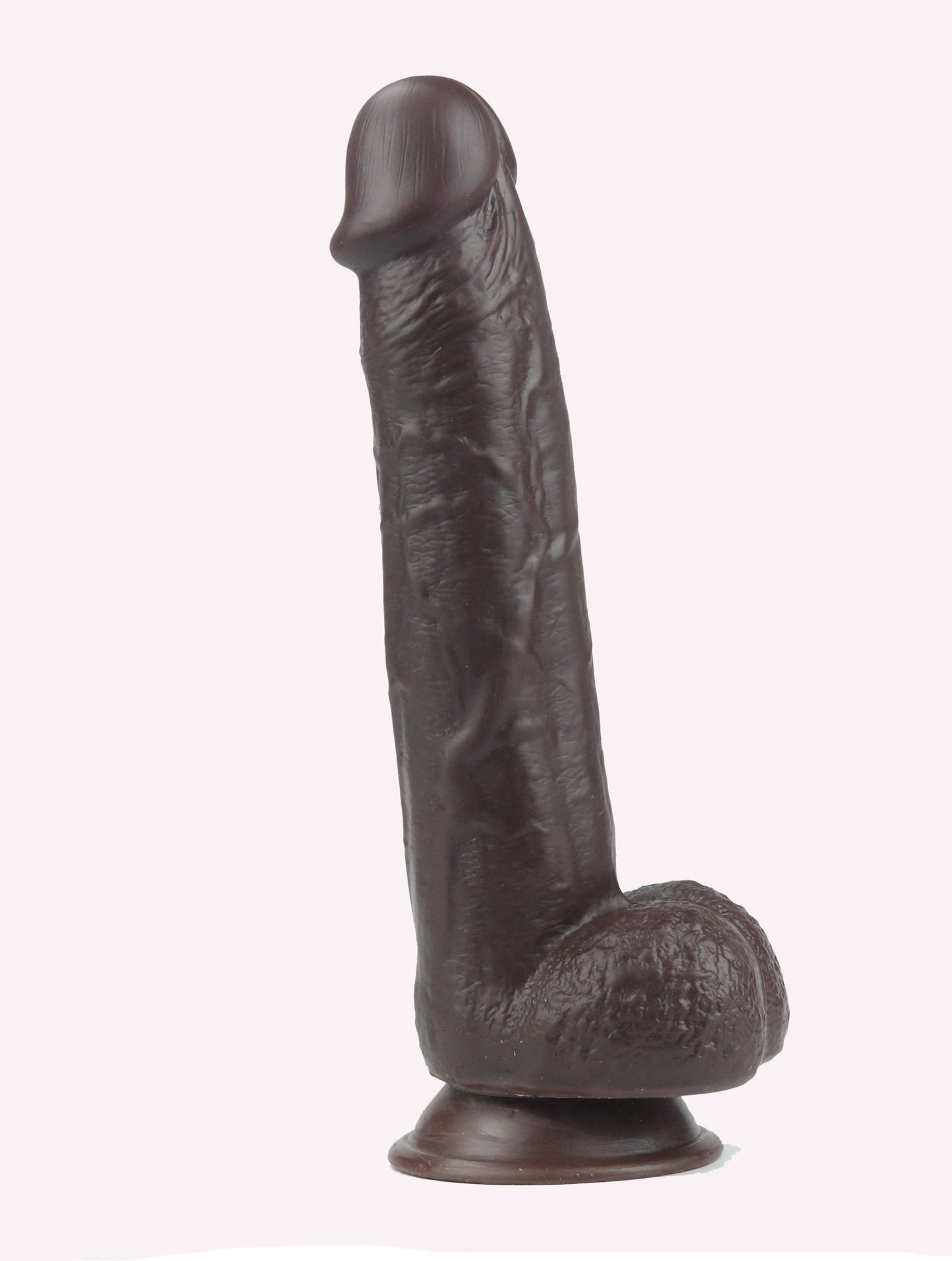 Get Lucky 9 Inch Real Skin Dildo - Dark Brown - Time4Task2Toys
