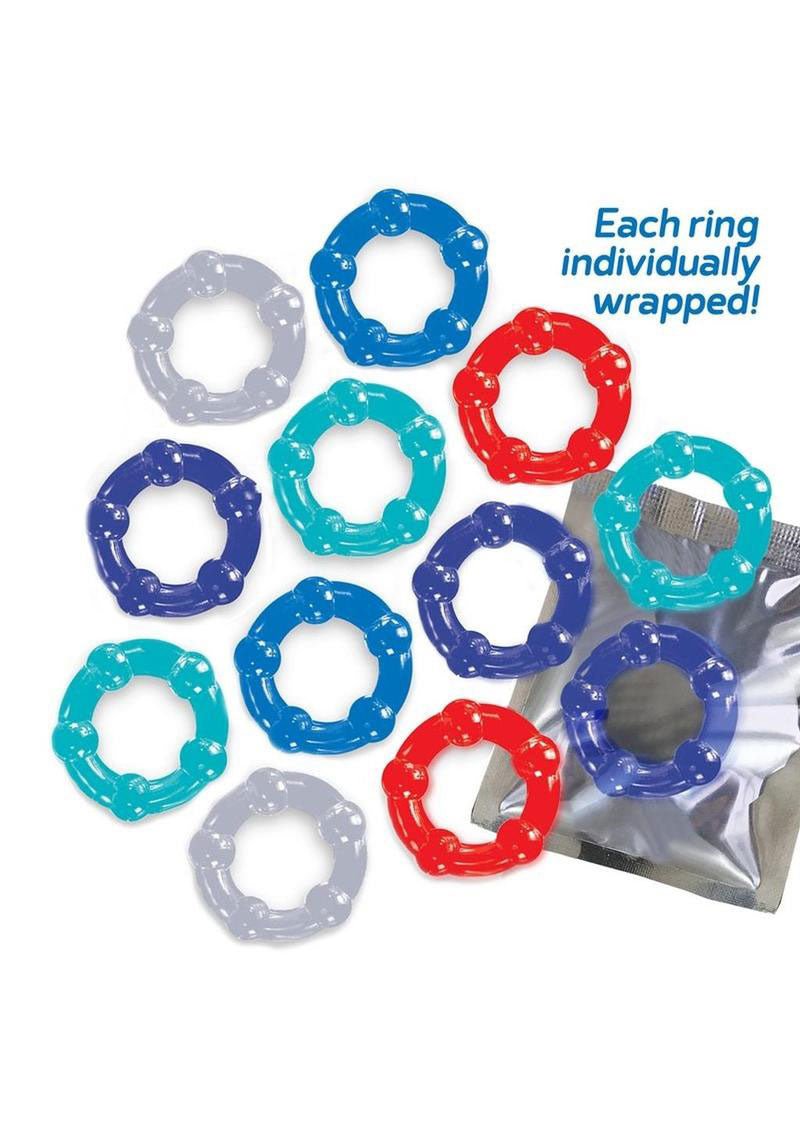 The 9's - Baller Dozen Beaded - 12 Pc Cock Ring Set - Time4Task2Toys
