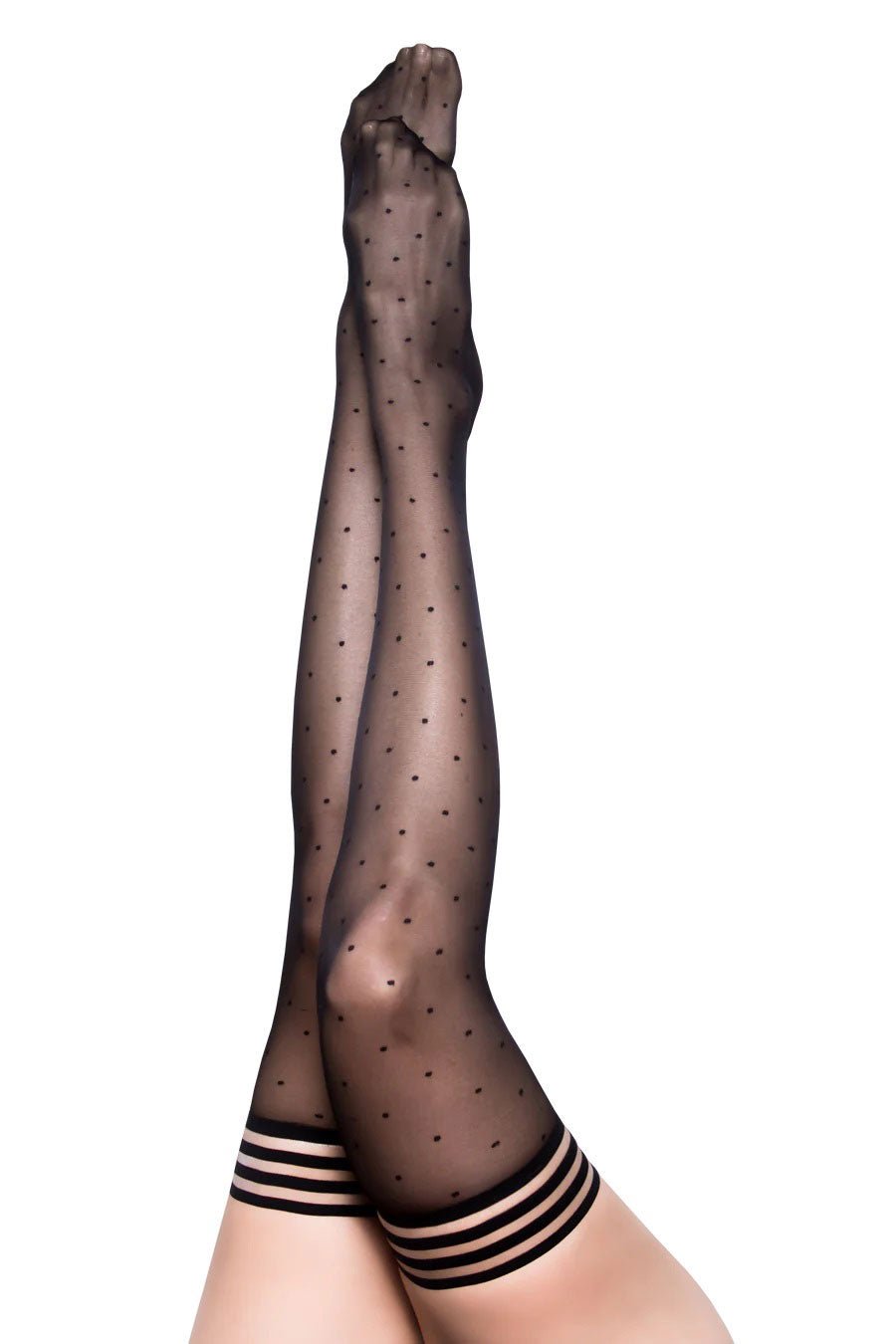 Ally - Polka Dot Thigh High - Size a - Black - Time4Task2Toys