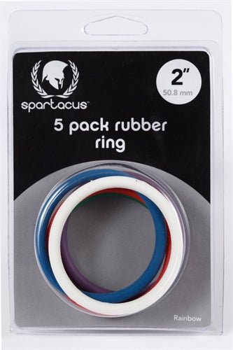 Rubber Cock Ring 5 Pack - 2 Inches - Rainbow - Time4Task2Toys