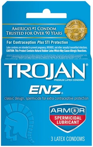 Trojan Enz Armor Spermicidal Lubricated Condoms - 3 Pack - Time4Task2Toys