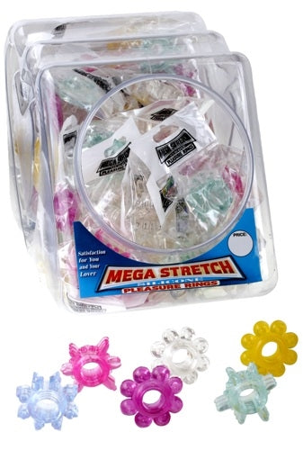 "Mega Stretch Silicone Pleasure Rings - 72 Piece Fishbowl PD2219-99D"