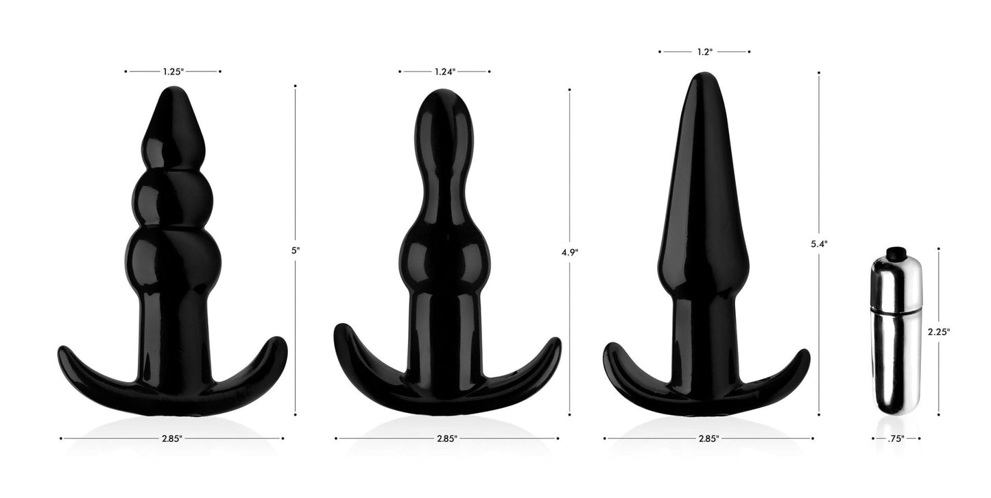 Thrill Trio Anal Plug Set - Black - Time4Task2Toys