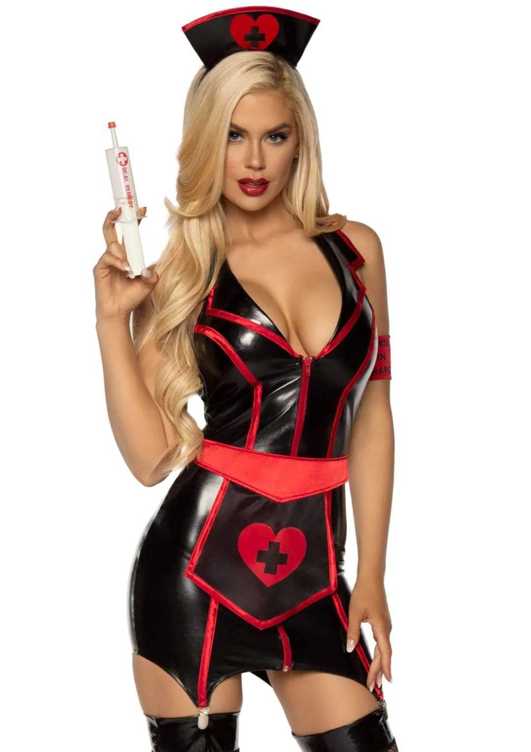 Naughty Nurse Costume - X - Large - Black/red - Time4Task2Toys