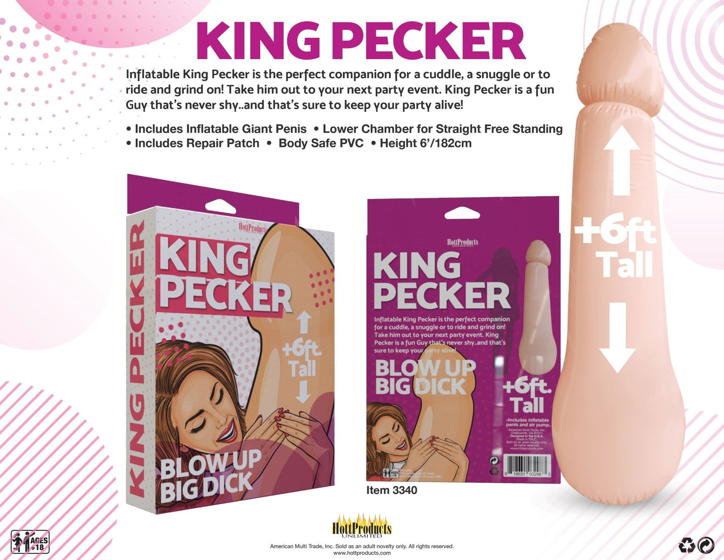 King Pecker - 6 Foot Giant Inflatable Penis - Time4Task2Toys