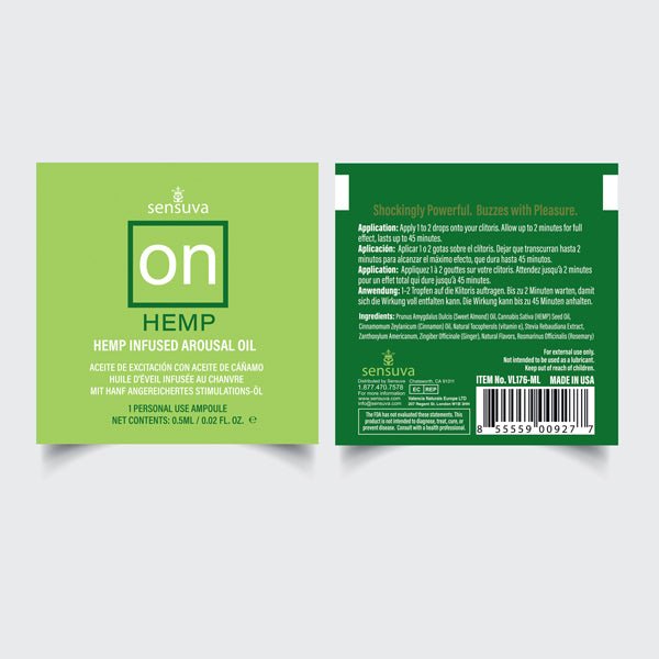 On Hemp Arousal Oil Single Use Ampoule 0.05ml Packet - Time4Task2Toys