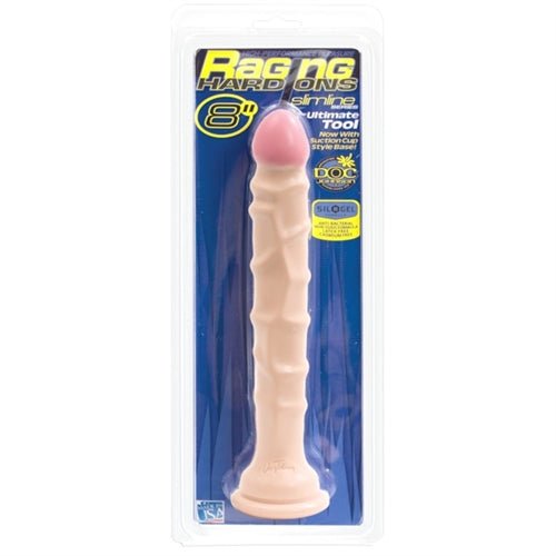 Raging Hard Ons Slimline With Suction Cup 8 Inch Dong - White - Time4Task2Toys