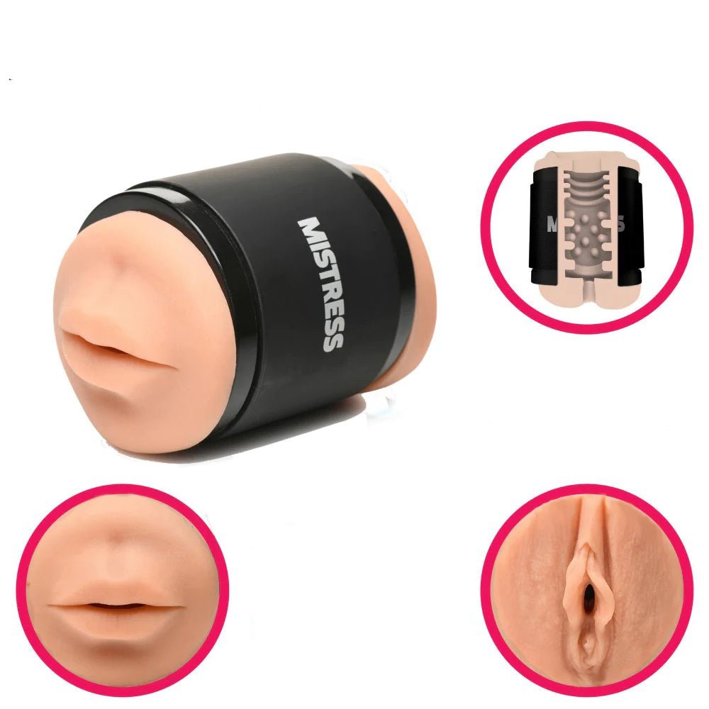 Mistress Double Shot Mouth and Pussy Stroker - Medium - Time4Task2Toys