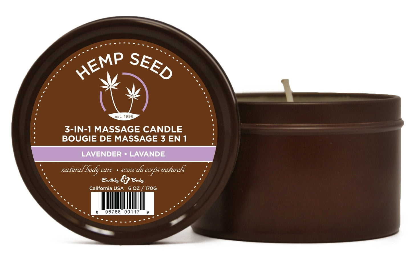 Hemp Seed 3 - in - 1 Massage Candle - Lavender - 6 Oz. - Time4Task2Toys