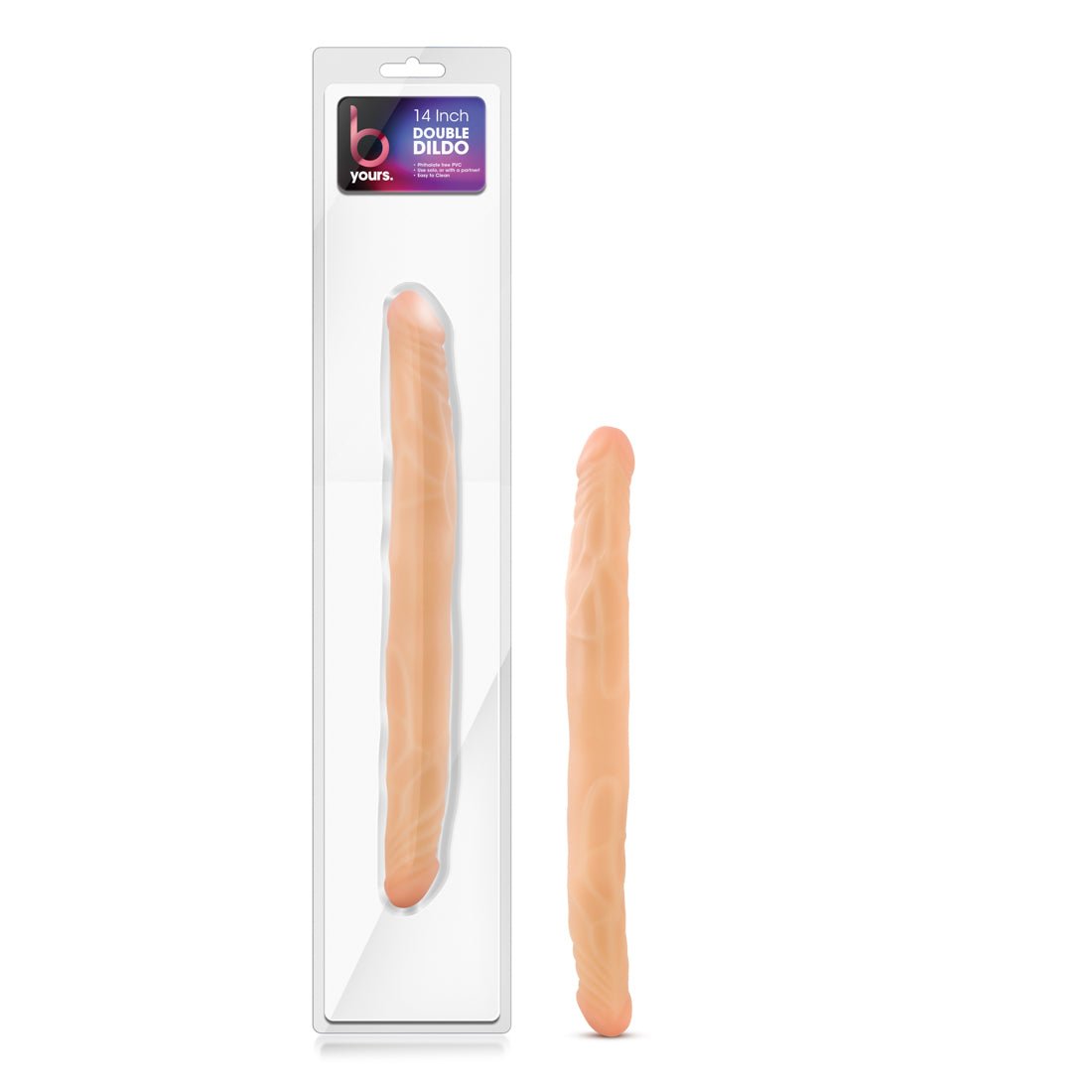 B Yours 14 Inch Double Dildo - Beige - Time4Task2Toys