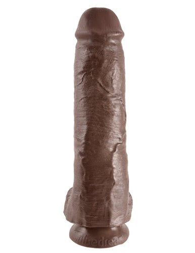 King Cock 11 Inch Cock With Balls - Brown - Time4Task2Toys