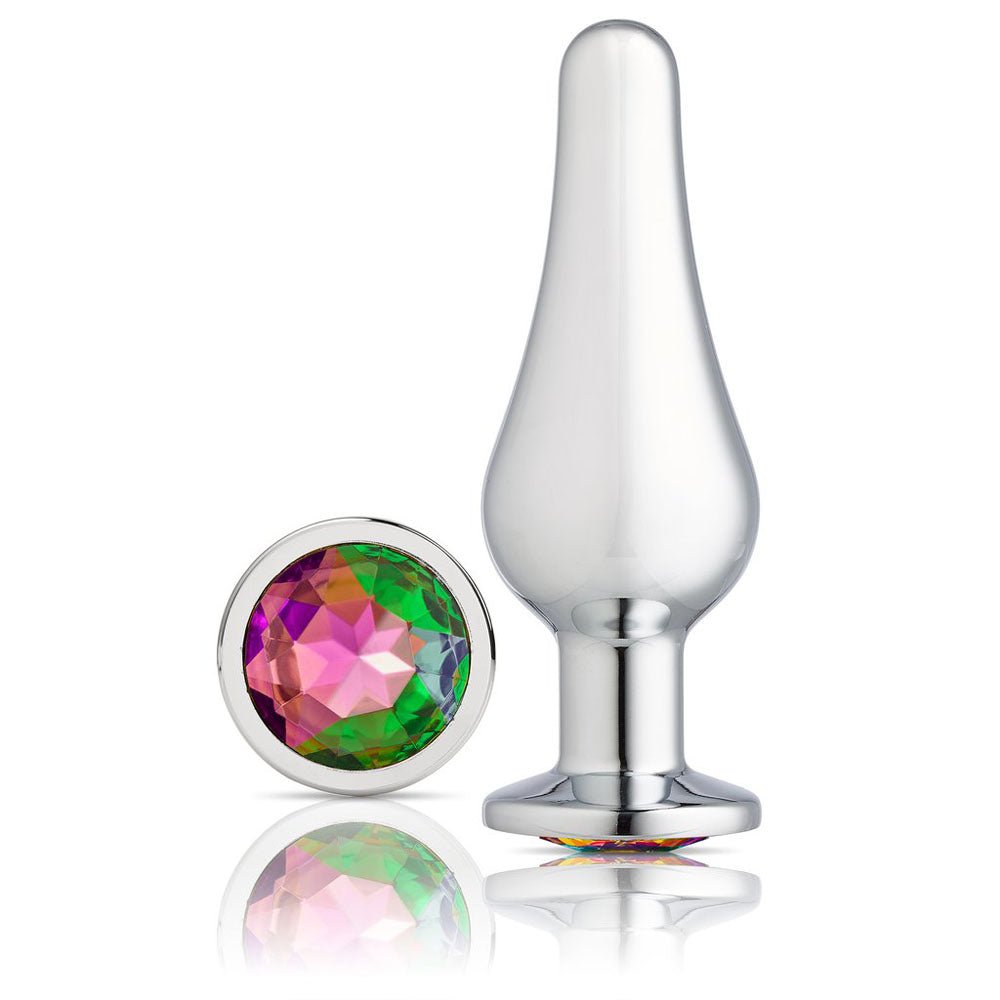 Cloud 9 Novelties Gems Silver Chrome Tall Plug - Medium - Time4Task2Toys