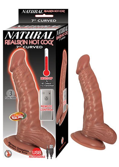 Natural Realskin Hot Cock Curved 7 Inch - Brown - Time4Task2Toys
