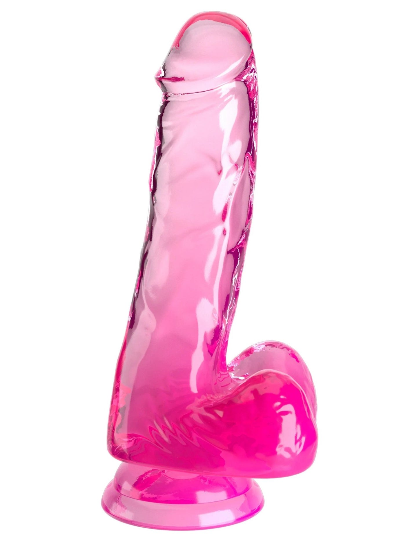 King Cock Clear 6 Inch With Balls - Pink - Time4Task2Toys
