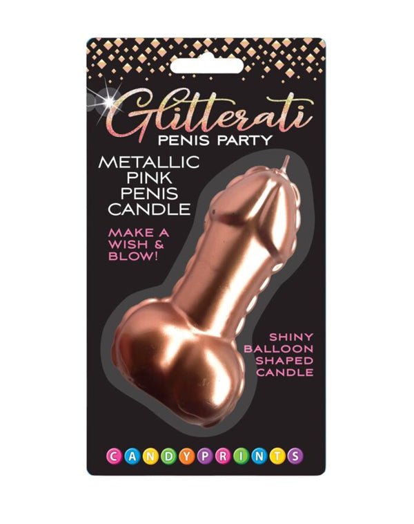 Pink Foil Penis Balloon Candle - Rose Gold - Time4Task2Toys