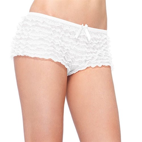 Lace Ruffle Tanga Shorts - One Size - White - Time4Task2Toys