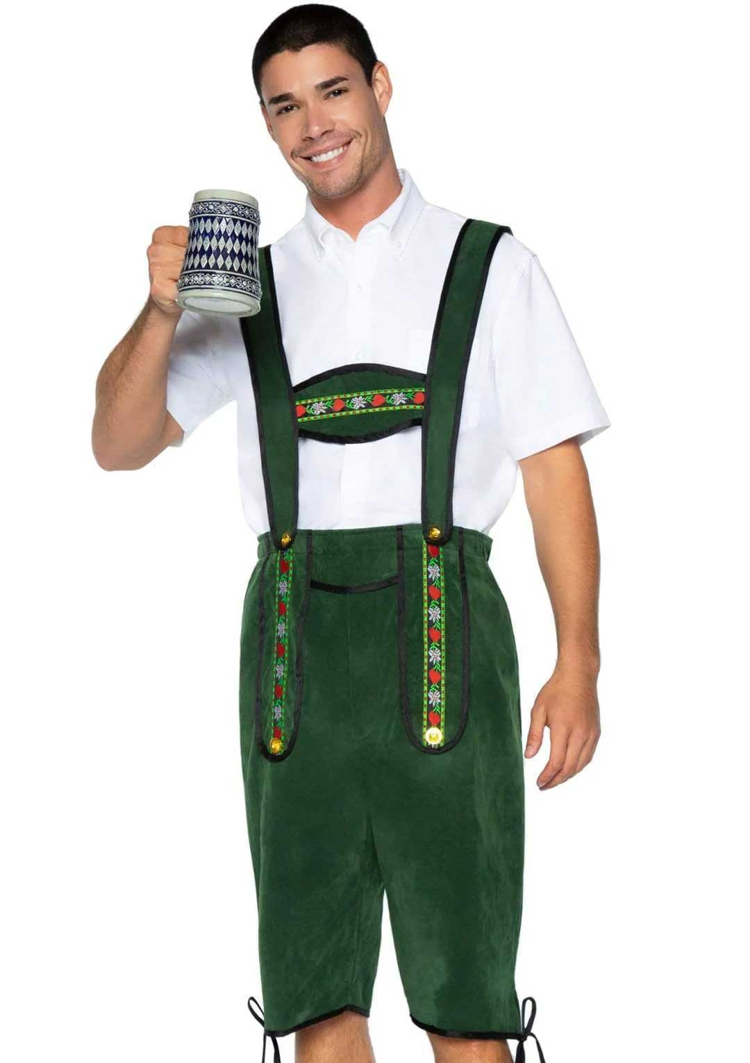Men's Beerfest Lederhosen Oktoberfest Costume - X - Large - Green - Time4Task2Toys