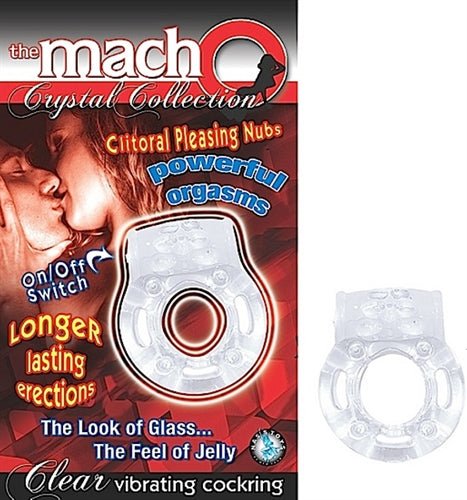 The Macho Crystal Collection Vibrating Cock Ring - Clear - Time4Task2Toys