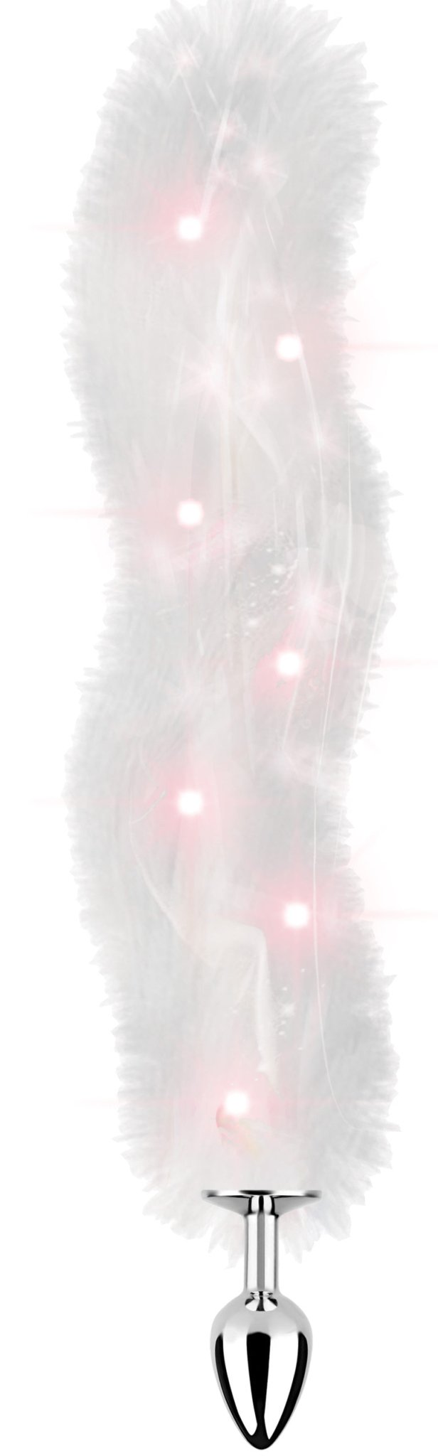 Foxy Tail - Light Up Faux Fur Butt Plug - White Plug - White - Time4Task2Toys