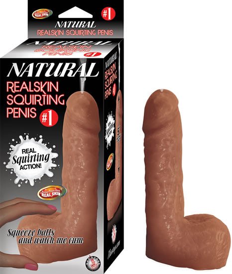 1 Natural Realskin Squirting Penis - Brown - Time4Task2Toys