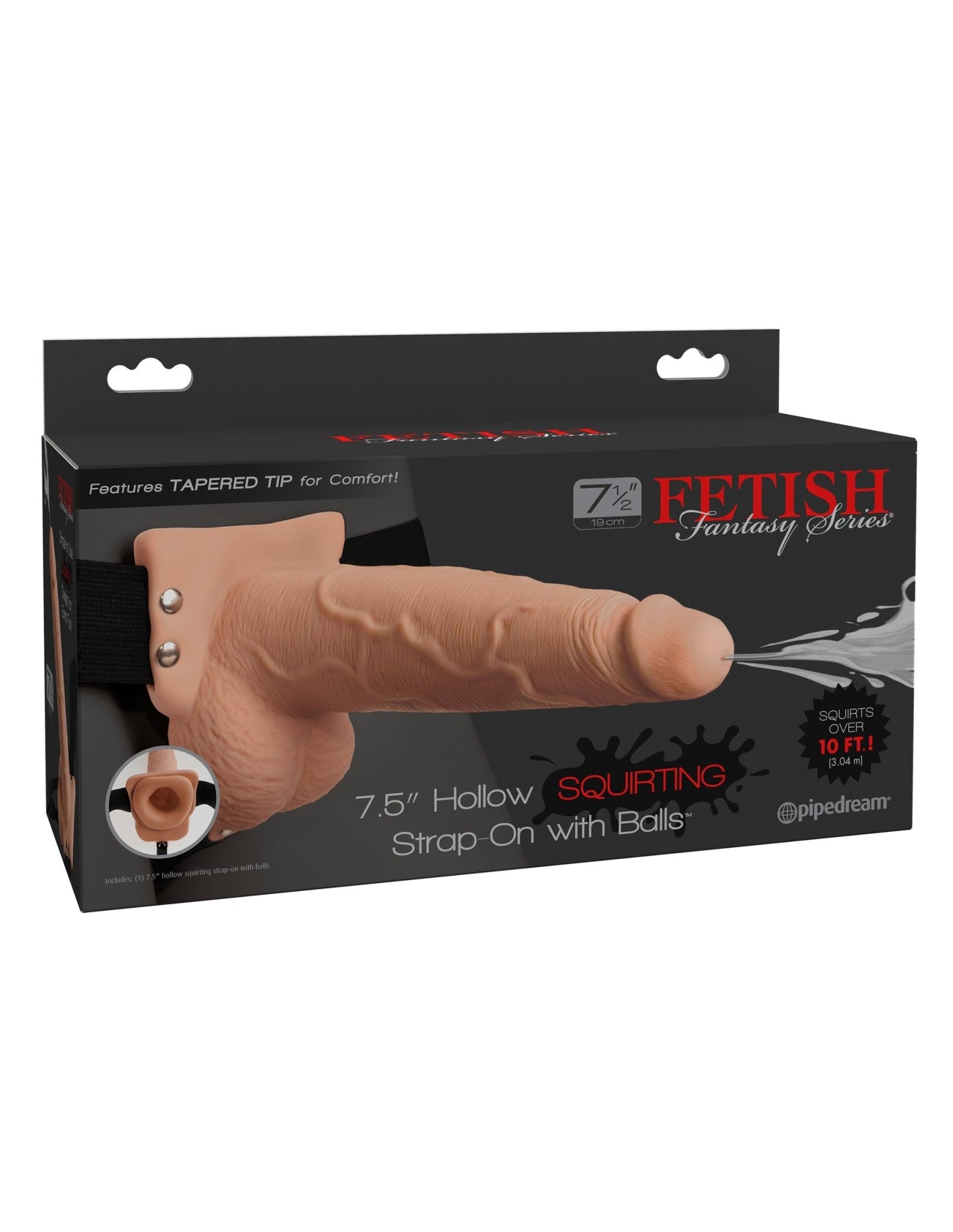 Fetish Fantasy Series 7.5 Inch Hollow Squirting Strap - on With Balls - Flesh - Time4Task2Toys