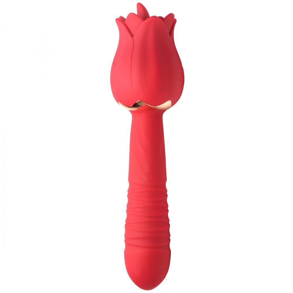 Bloomgasm Racy Rose Thrust and Lick Vibrator - Red - Time4Task2Toys