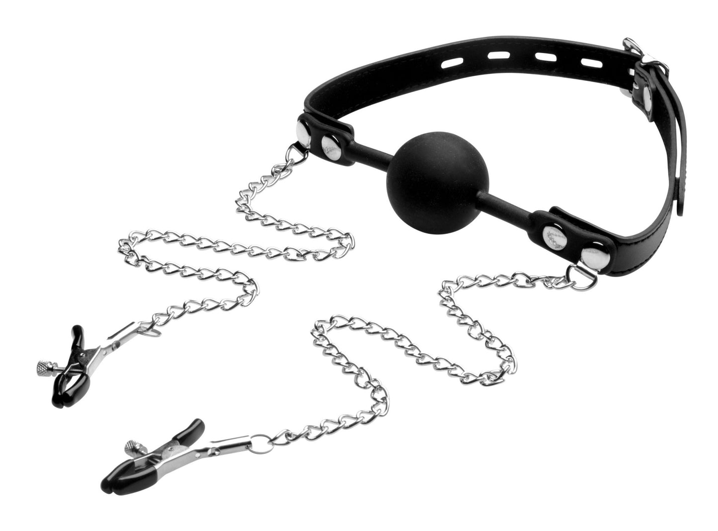 Silicone Ball Gag W/nipple Clamps - Time4Task2Toys