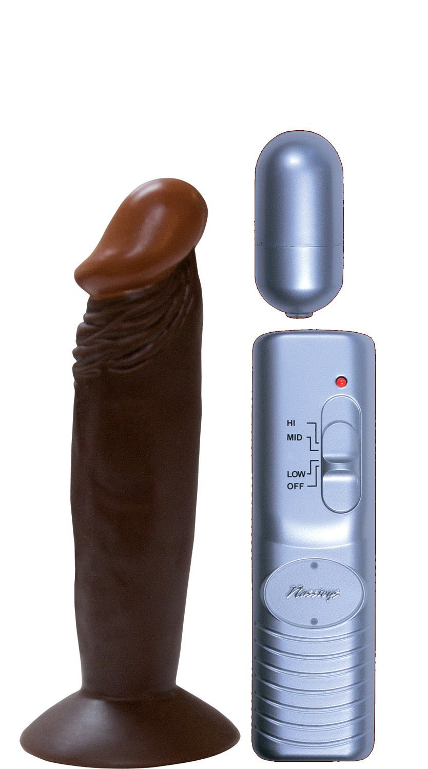 Afro American Whoppers 6 Inch Vibrating Dong With Bullet - Brown - Time4Task2Toys
