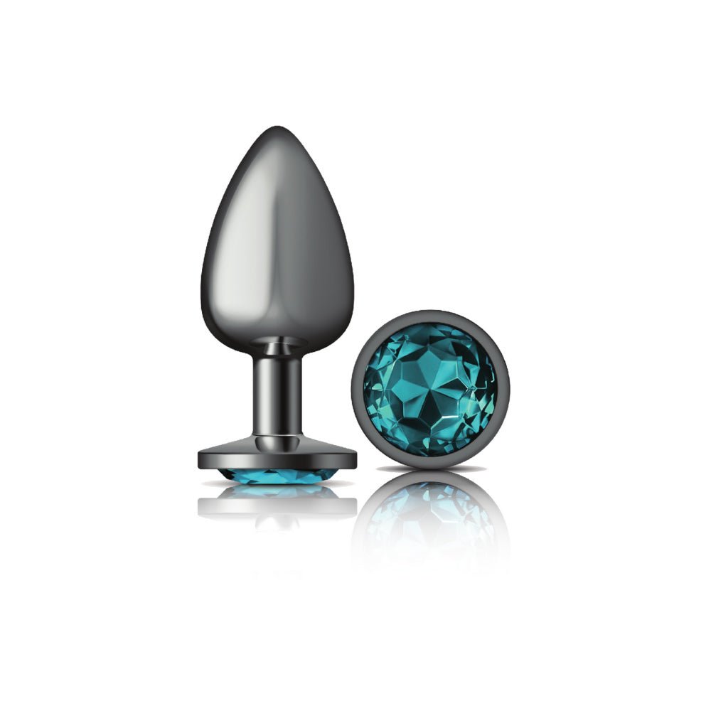 Teal Round Gem Gunmetal Metal Plug - Lg - Time4Task2Toys