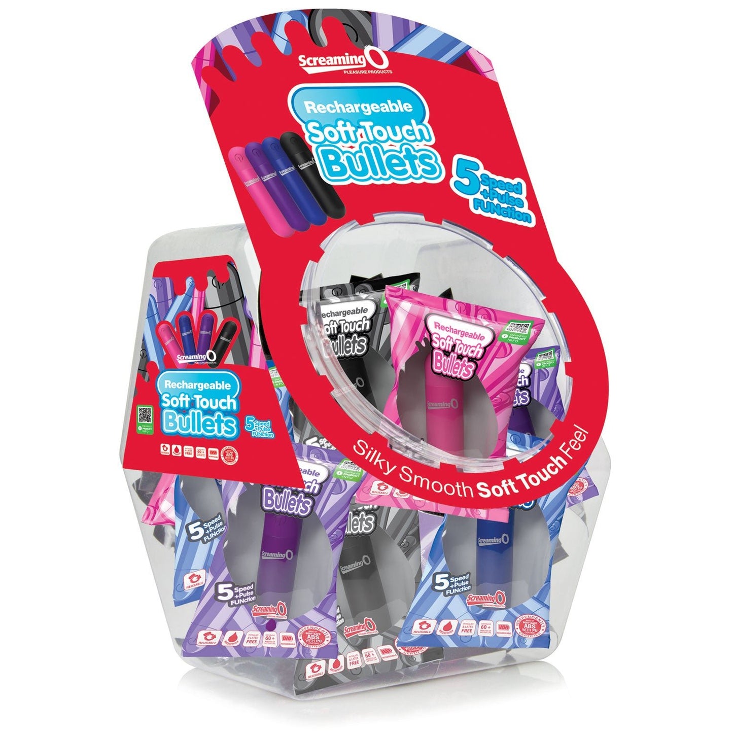 Screaming O Soft Touch Rechargeable Bullets - 24 Count Candy Bowl Display - Time4Task2Toys