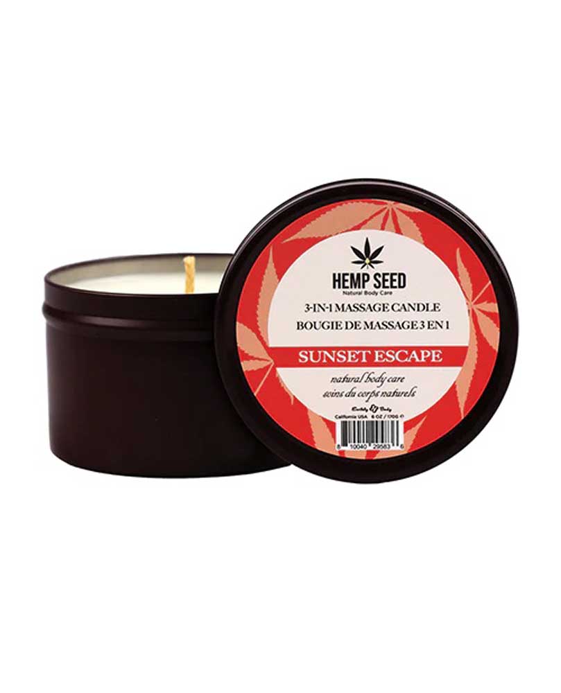 Hemp Seed 3 - in - 1 Massage Candle - Sunset Escape 6 Oz - Time4Task2Toys