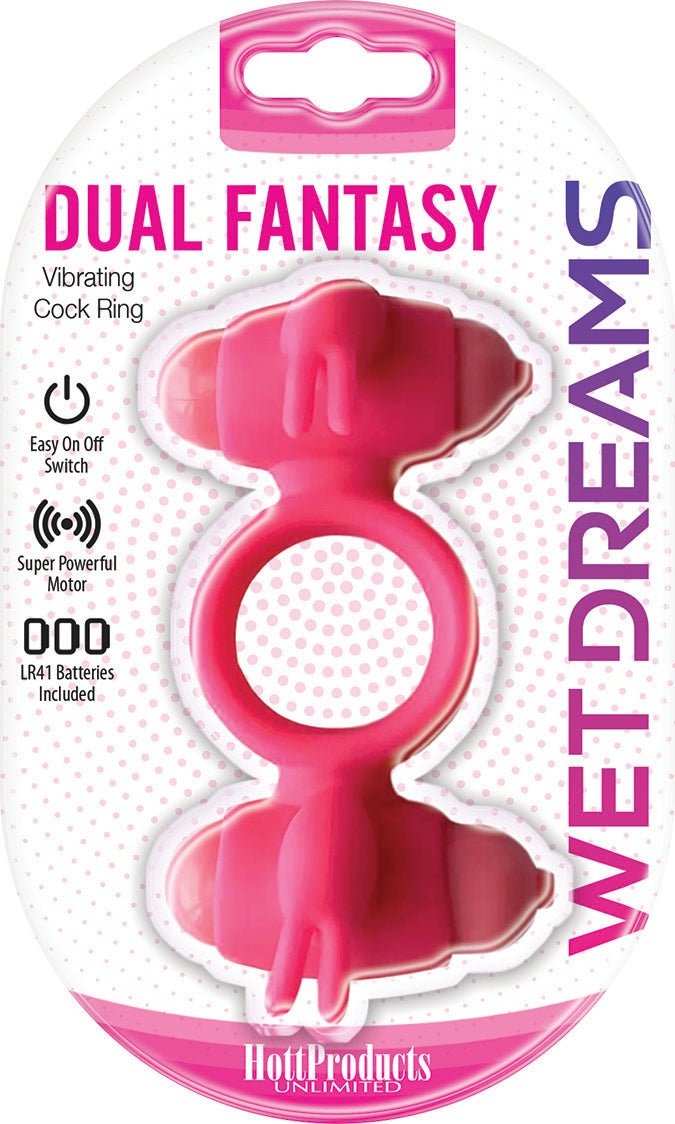 Wet Dreams - Dual Fantasy Cock Ring With Turbo Motors - Pink - Time4Task2Toys