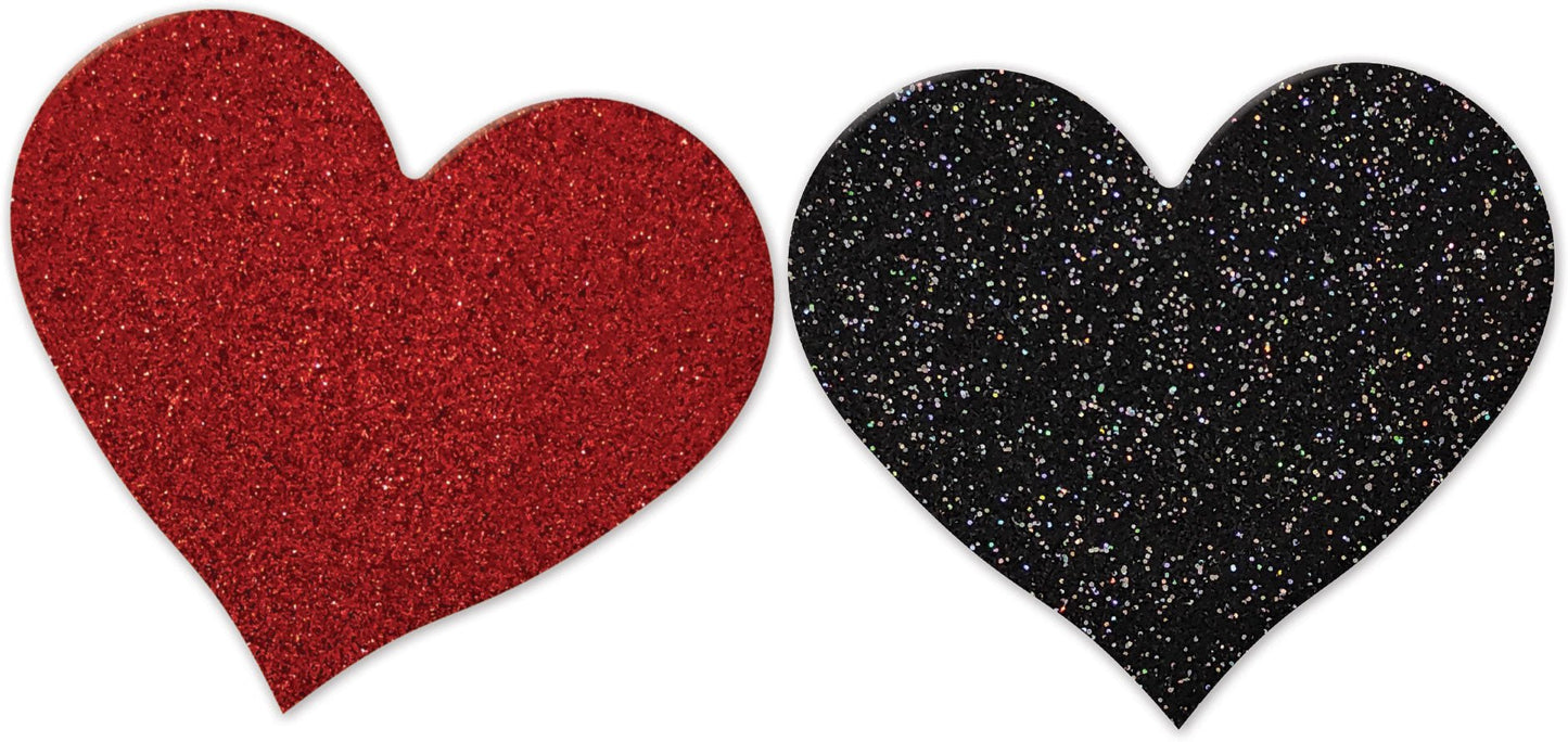 Nipplicious - Heart Shape Pasties - Glitter - Red and Black - Time4Task2Toys