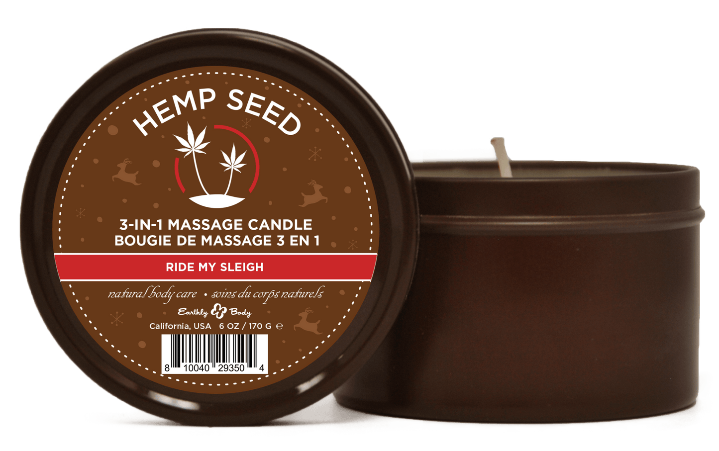 Hemp Seed 3 - in - 1 Massage Candle Ride My Sleigh 6oz/ 170 G - Time4Task2Toys