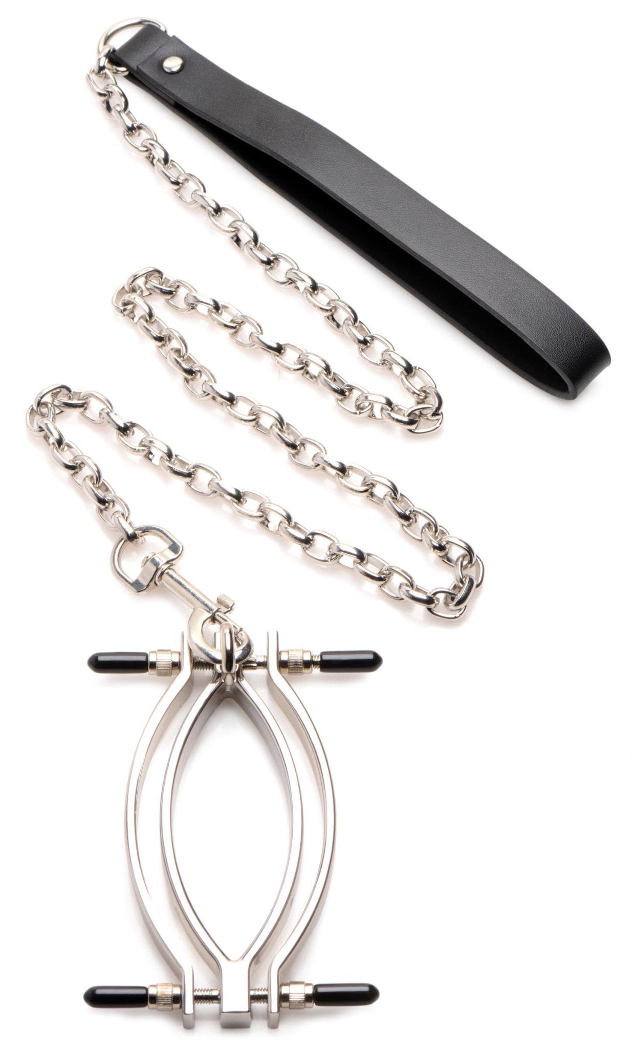 Pussy Tugger Adjustable Pussy Clamp With Leash - Silver - Time4Task2Toys