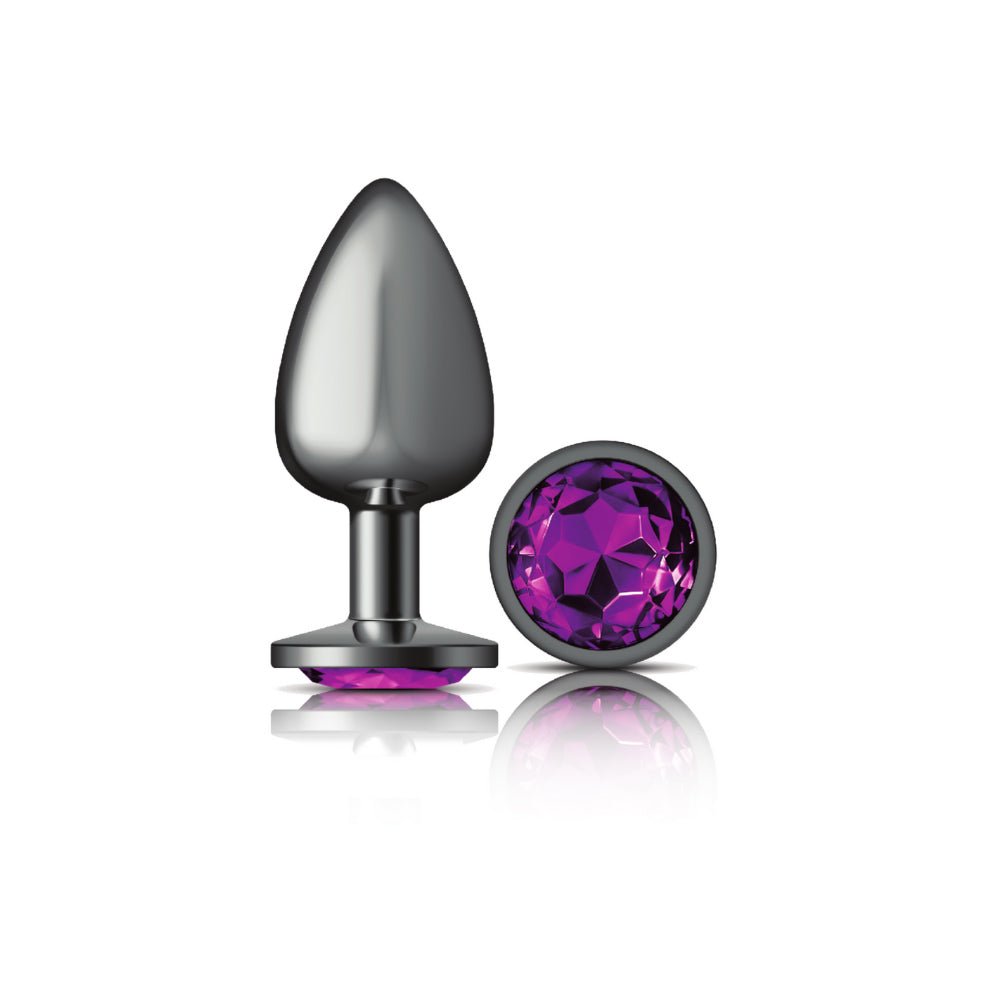 Purple Round Gem Gunmetal Metal Plug - Lg - Time4Task2Toys