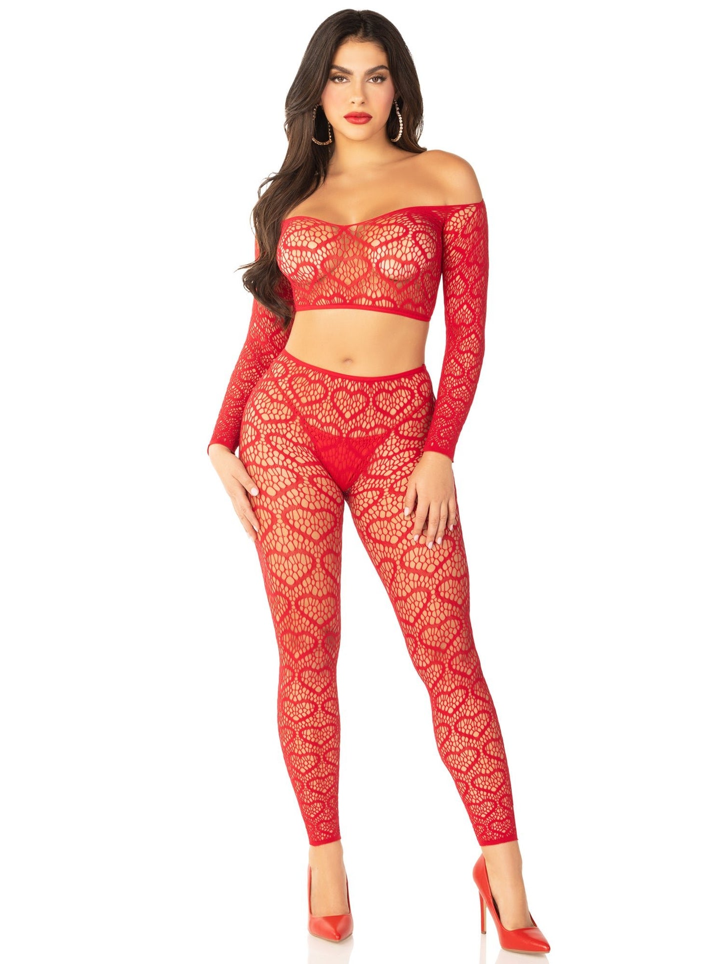 Red 2pc Croptop and Footless Tights - Os Tights - Os - Time4Task2Toys