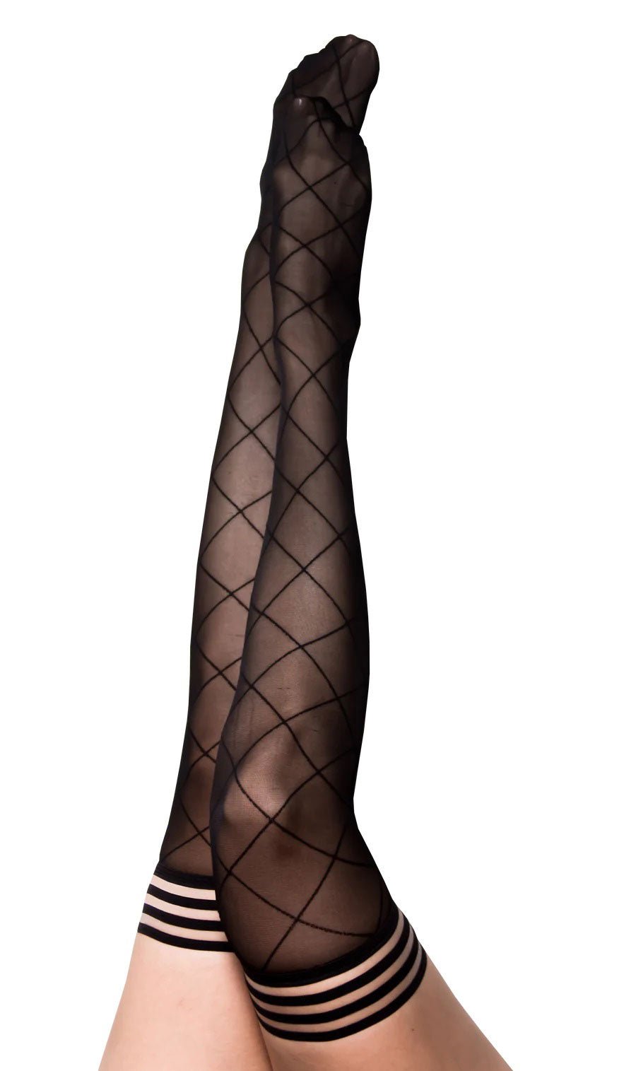 Anna - Diamond Thigh High - Size a - Black - Time4Task2Toys