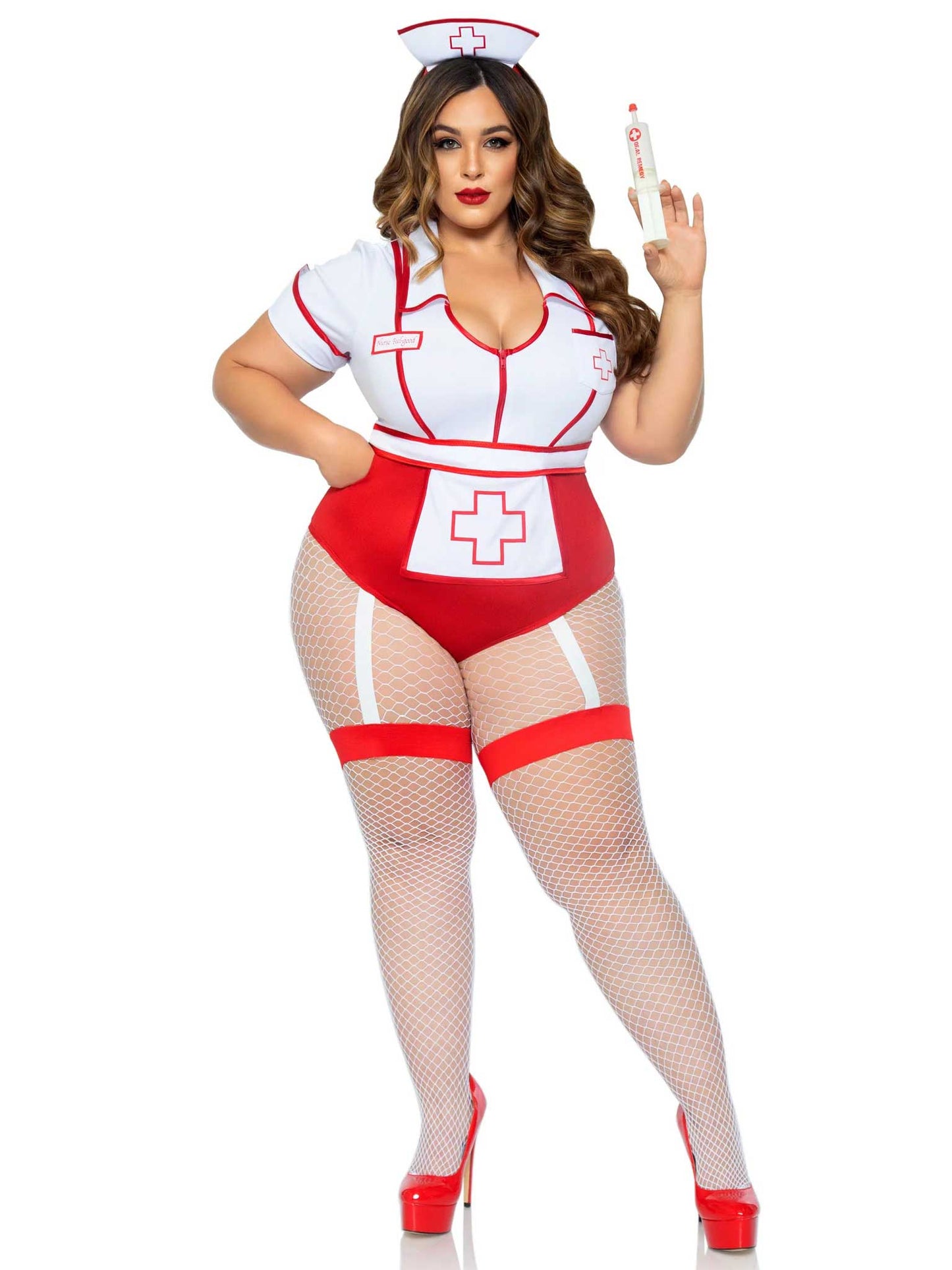 Plus Nurse Feelgood Sexy Costume - 1x/2x - White / Red - Time4Task2Toys