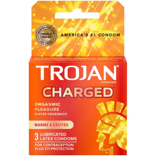 Trojan Intensified Charged Orgasmic Pleasure Condoms - 3 Pack - Time4Task2Toys