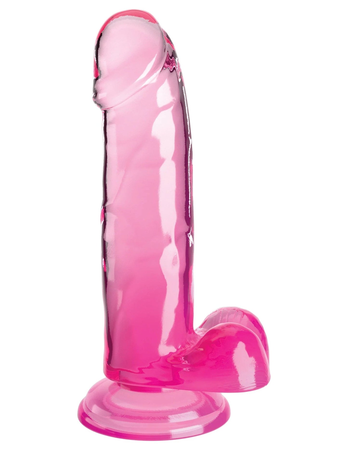 King Cock Clear 7 Inch With Balls - Pink - Time4Task2Toys