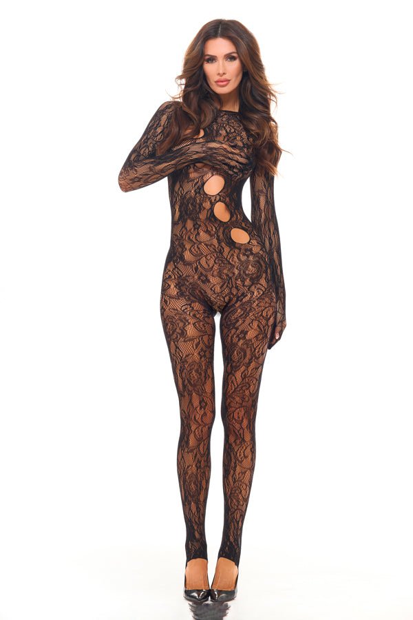 Split Up Lace Bodystocking - Black - Os - Time4Task2Toys