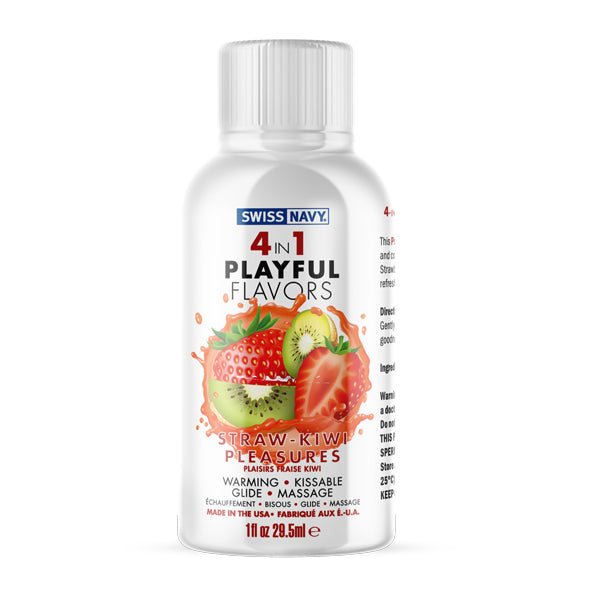 Swiss Navy 4 - in - 1 Playful Flavors - Strawberry Kiwi Pleasures - 1 Fl. Oz. - Time4Task2Toys