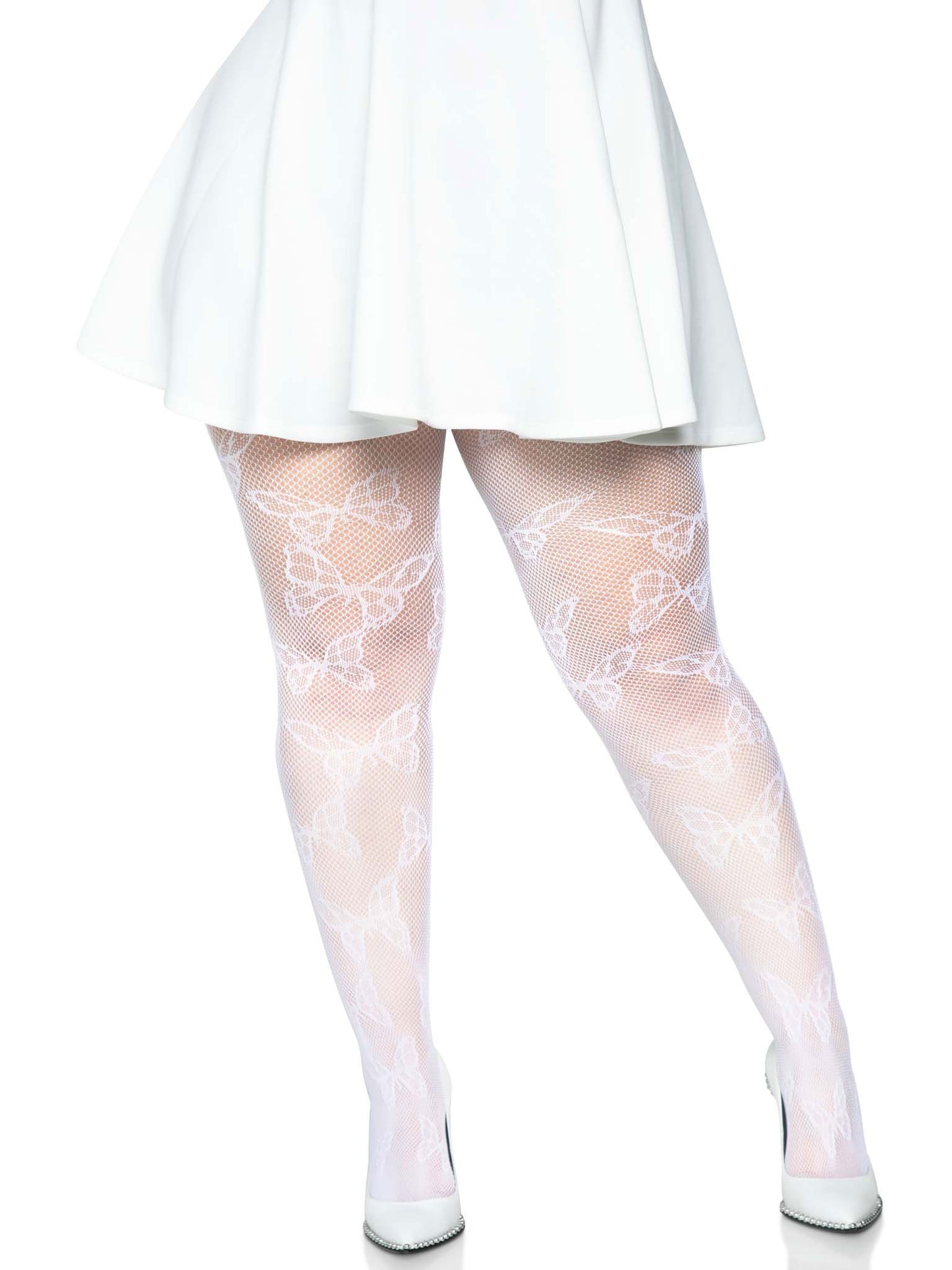 Butterfly Net Tights - 1x/2x - White - Time4Task2Toys